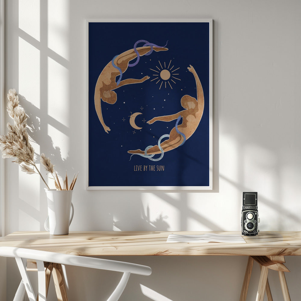canvas prints Spiritual Feminine Energy, Sun, Moon, Snake, Venus..36X48inches- White Frame