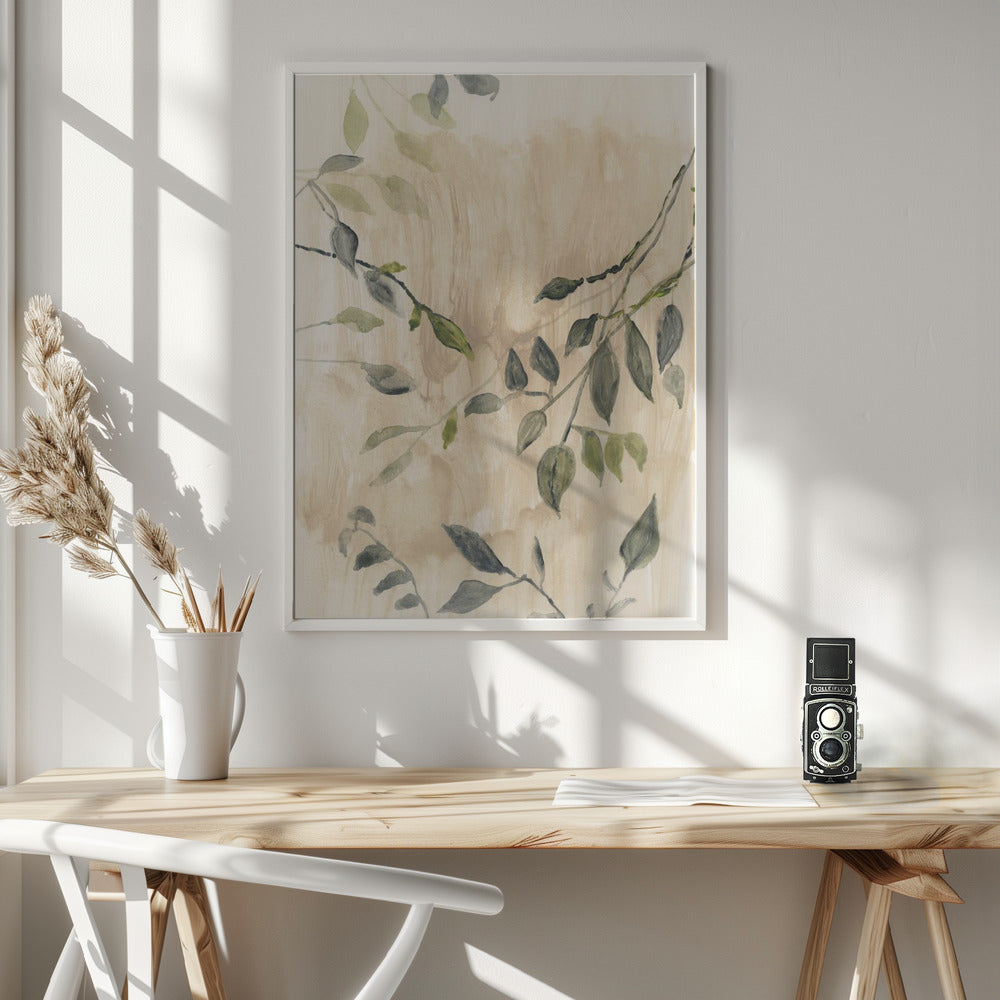 Artwork- Colour Washed Leaves No6-24X36inches-In White Floating Frame
