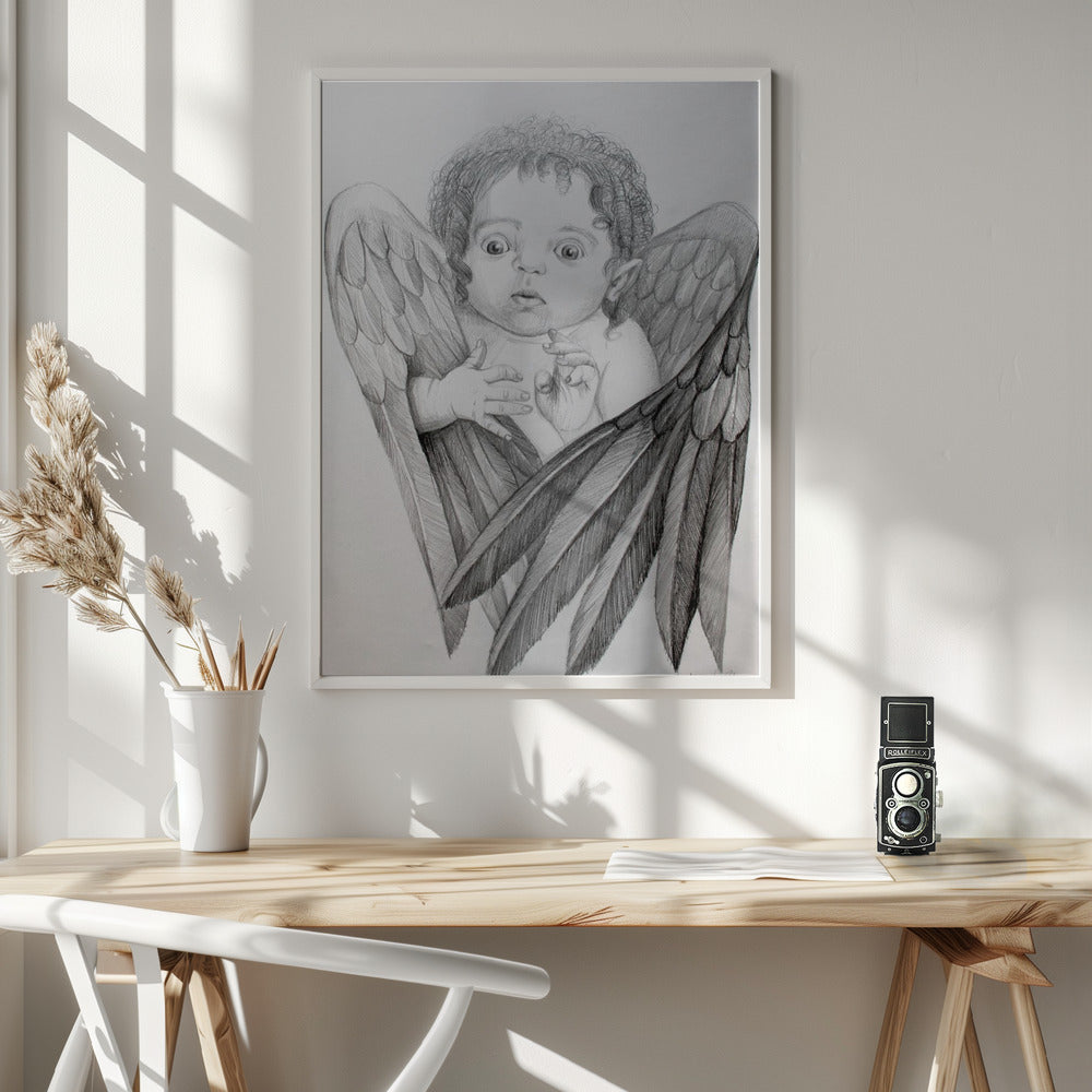 canvas prints Surprised Little Cherub36X48inches- White Frame