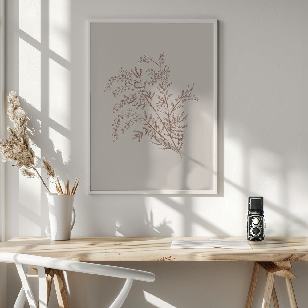 Artwork- Acacia Botanical Branch-24X36inches-In White Floating Frame