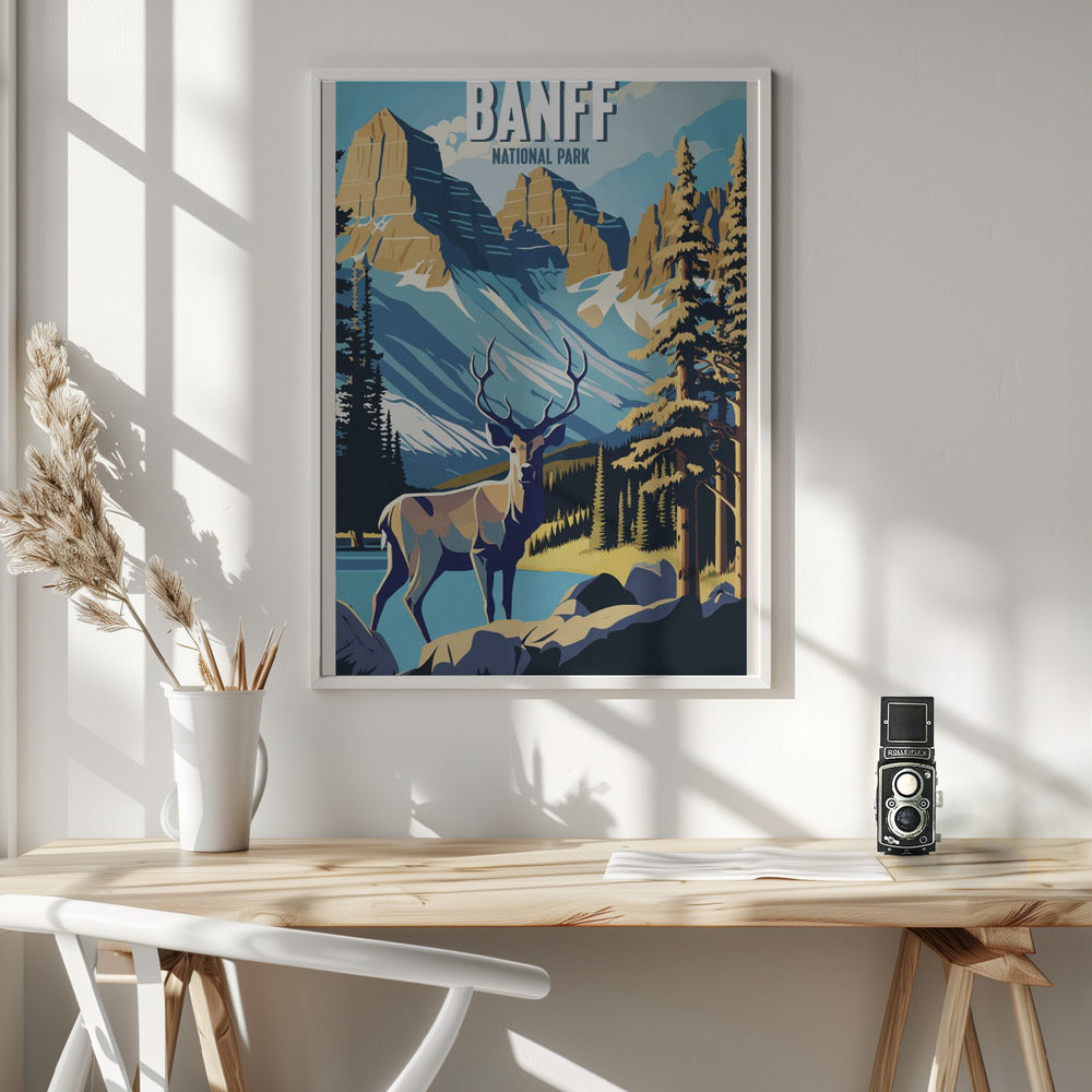Wall art Banff National Park-36X48inches-In White Floating Frame