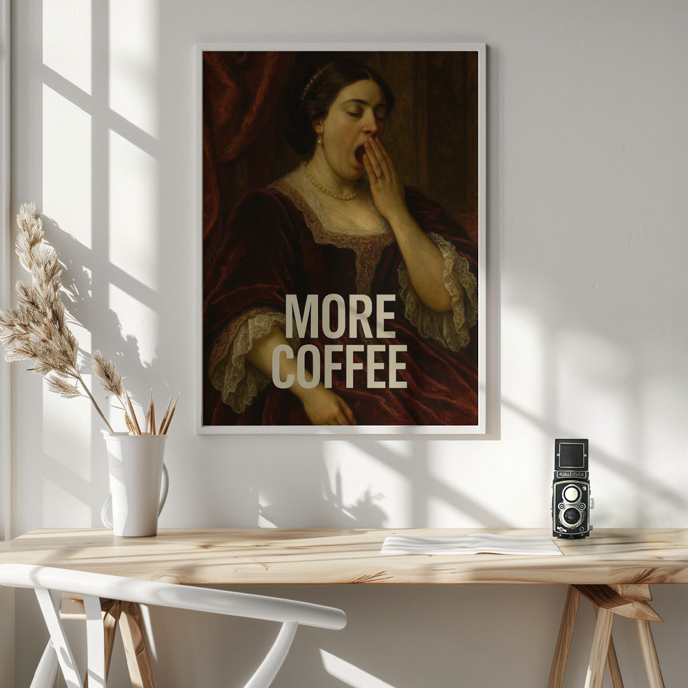 canvas prints Yawning for Coffee36X48inches- White Frame