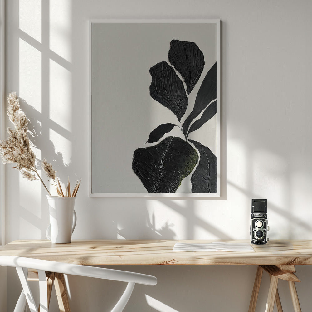 Artwork- Floral Abstract 6-24X36inches-In White Floating Frame