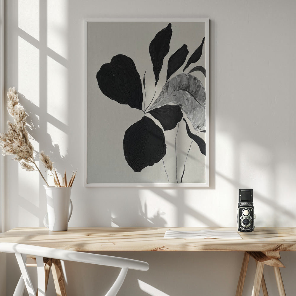 Artwork- Floral Abstract 7-24X36inches-In White Floating Frame