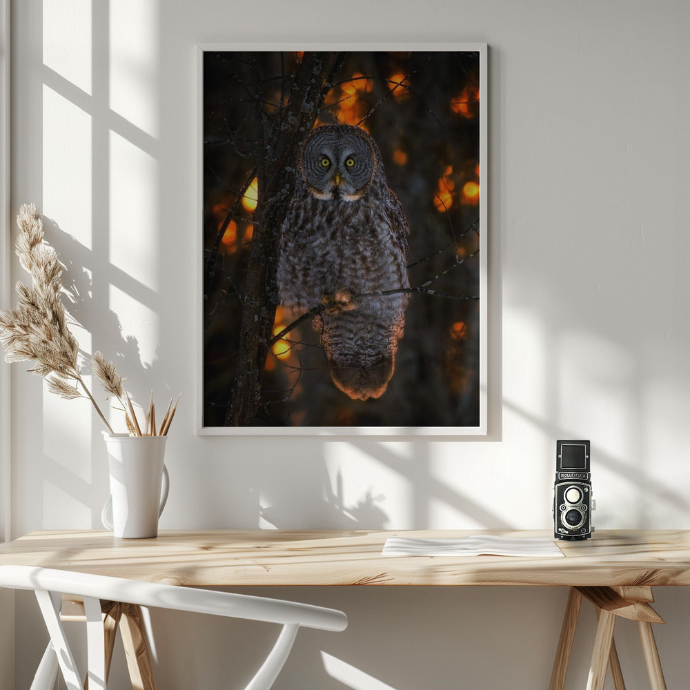 Wall art Solemn Sunset-36X48inches-In White Floating Frame