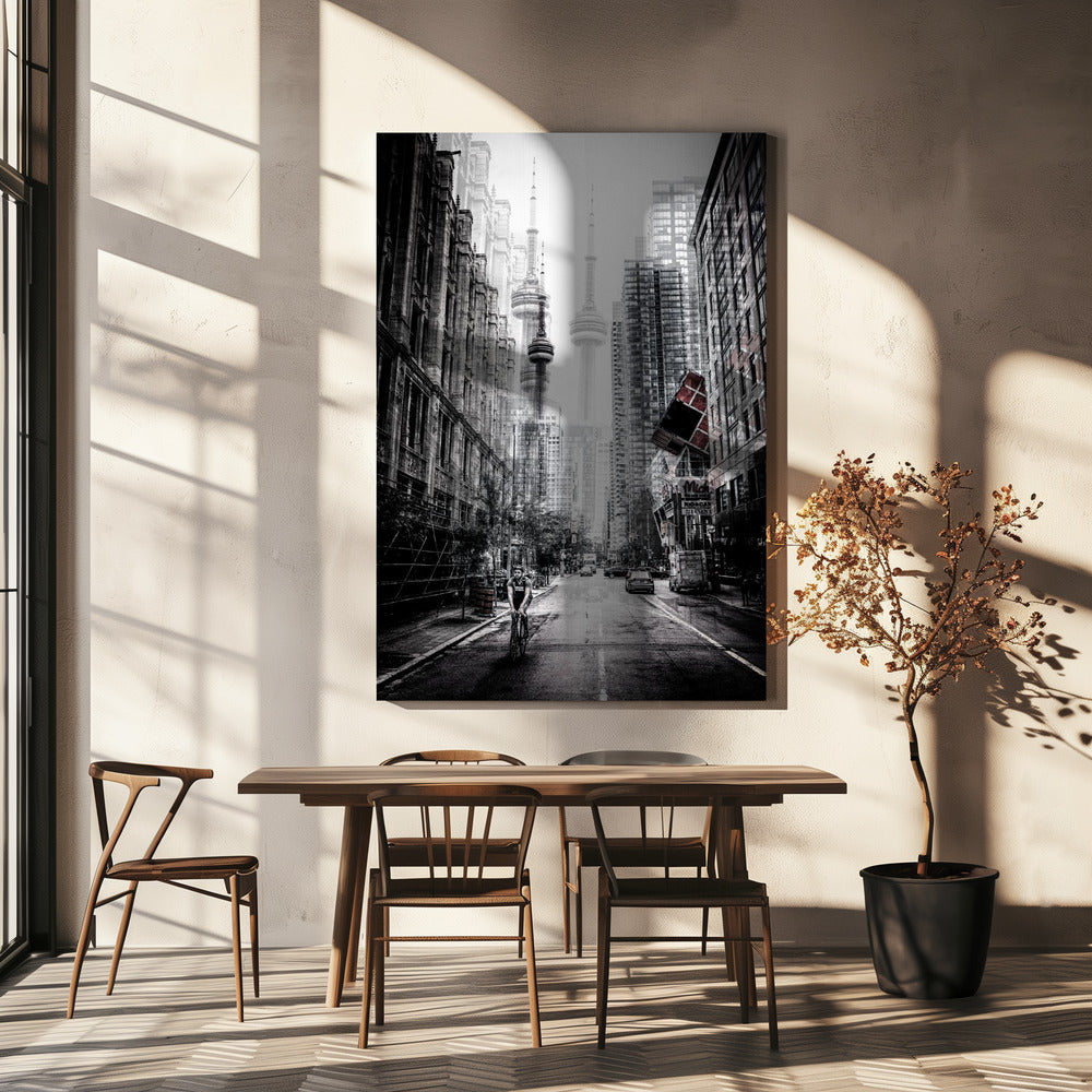 on the streets of Toronto Wall Artwork In White Floating Frame