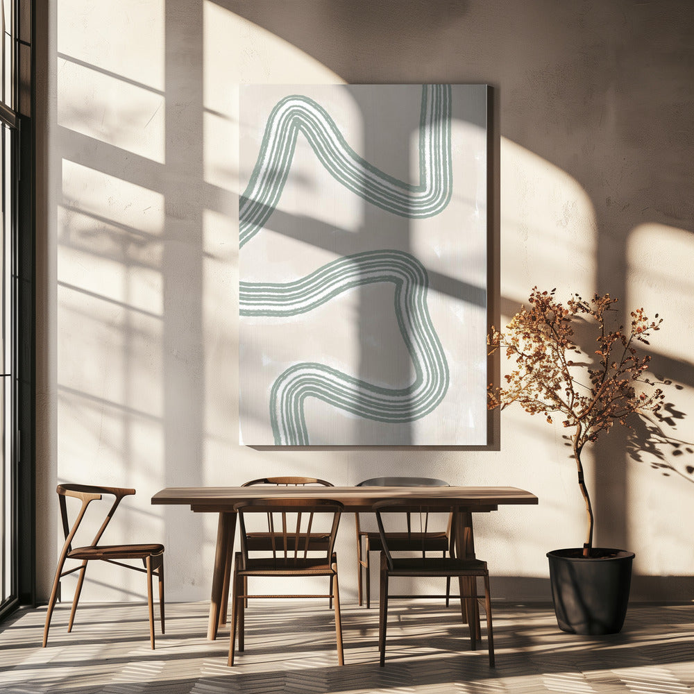 Abstracto Twist Wall Artwork In White Floating Frame