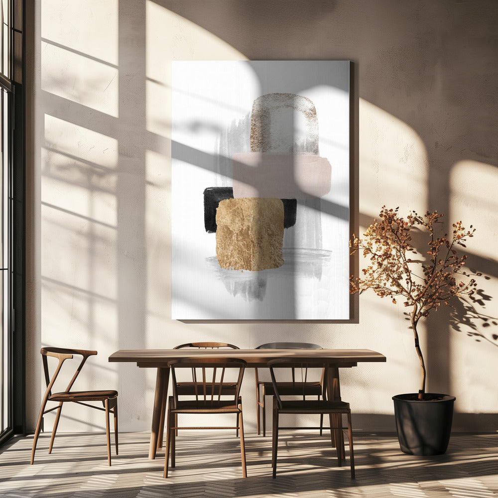 Brush Strokes-5 Wall Artwork In White Floating Frame