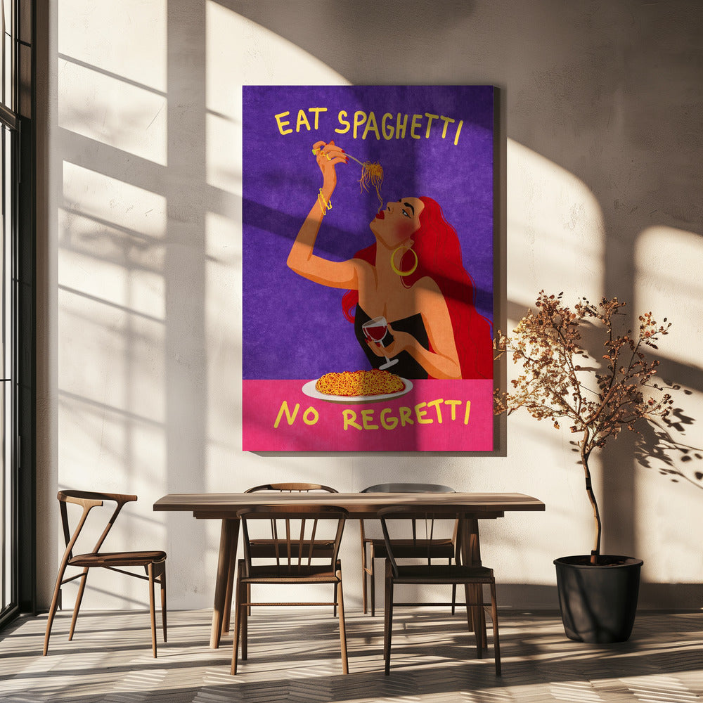 Eat spaghetti no regretti Wall Artwork In Black Floating Frame