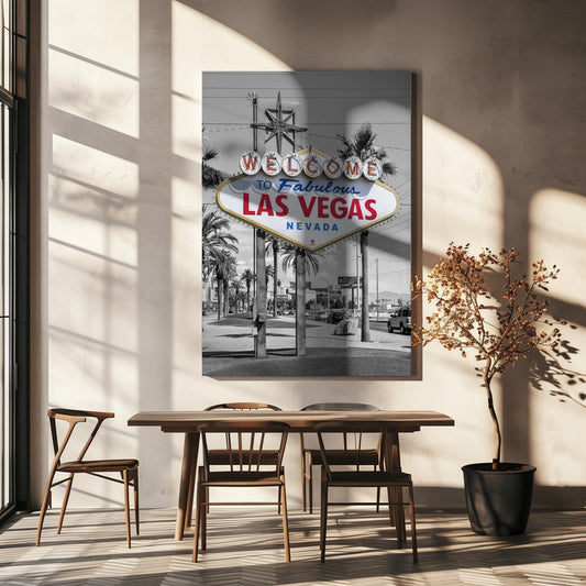 LAS VEGAS Sign - colorkey Wall Artwork In Black Floating Frame