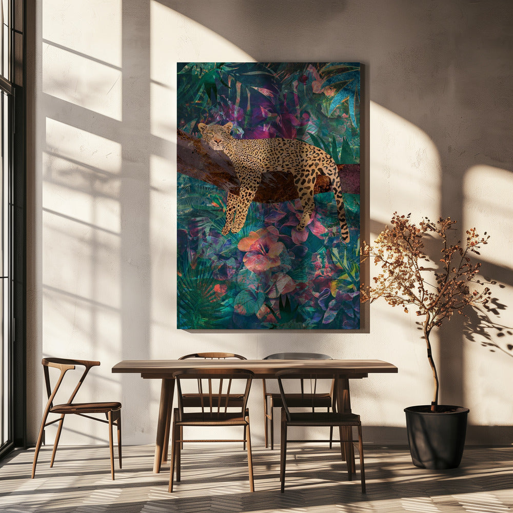 Artwork Leopard Jungle2 0536X48inches- Black Frame