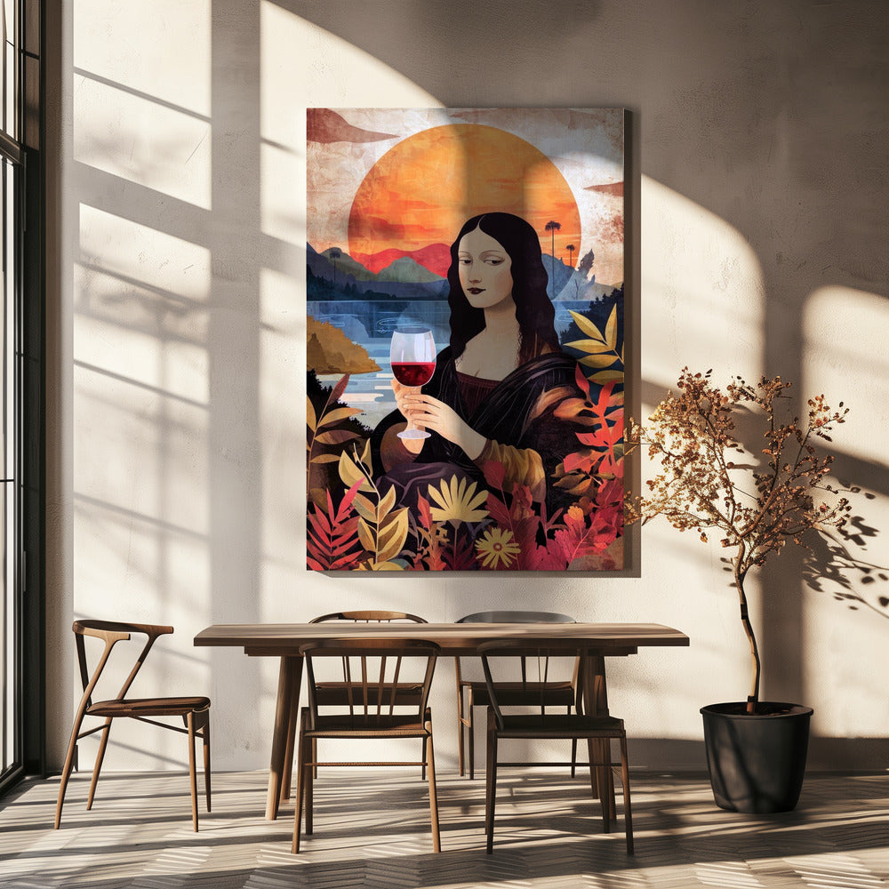 canvas prints Mona Lisa Chill Out  Watercolor Digital Painting36X48inches- Black Frame
