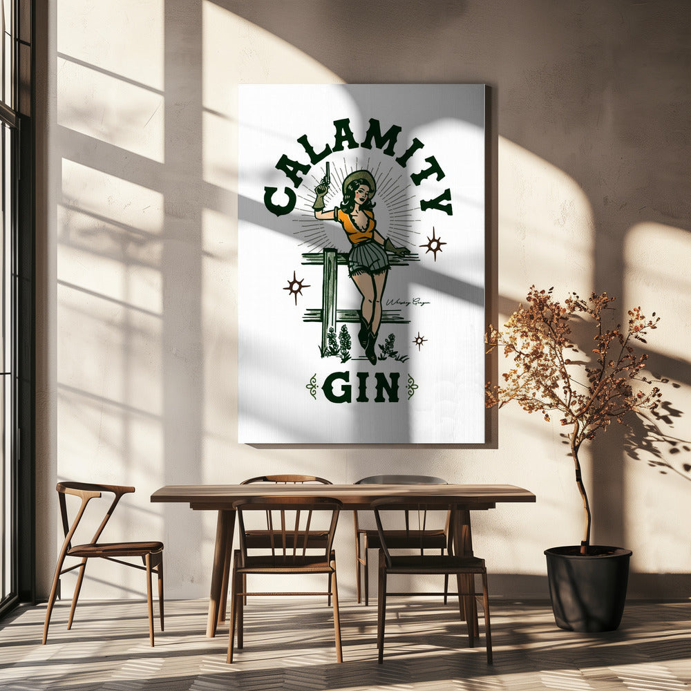 Calamity Gin Funny Retro Western Cowgirl Art Wall Artwork Gallery Wrapped (Ready to Hang)