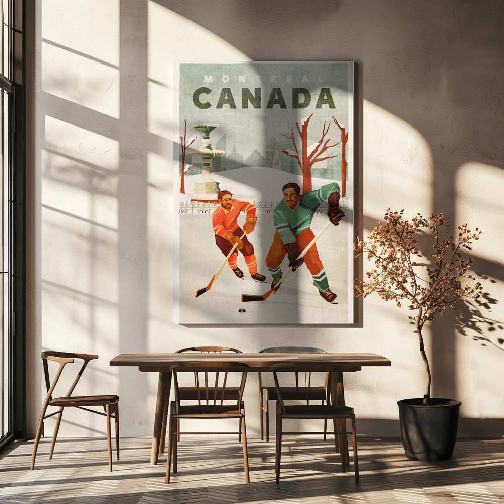 Montreal Canada Pond Hockey Guys Wall Artwork In White Floating Frame