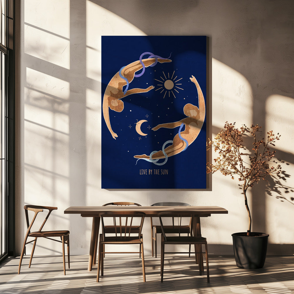 canvas prints Spiritual Feminine Energy, Sun, Moon, Snake, Venus..36X48inches- Black Frame