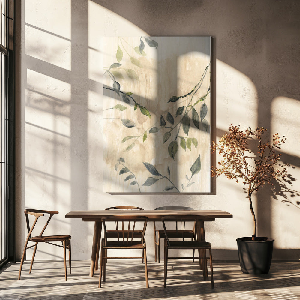 Artwork- Colour Washed Leaves No5-24X36inches-In Black Floating Frame