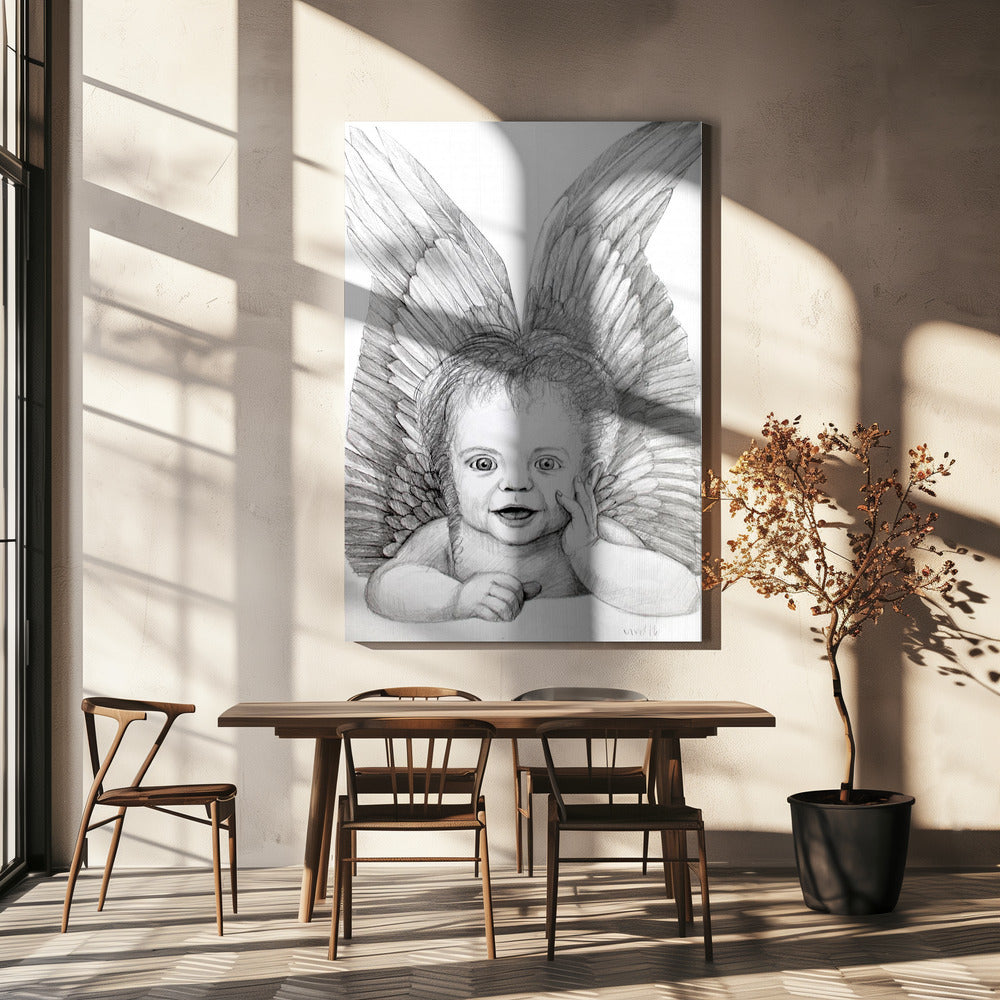 canvas prints Cherubic Baby Angel36X48inches- Black Frame