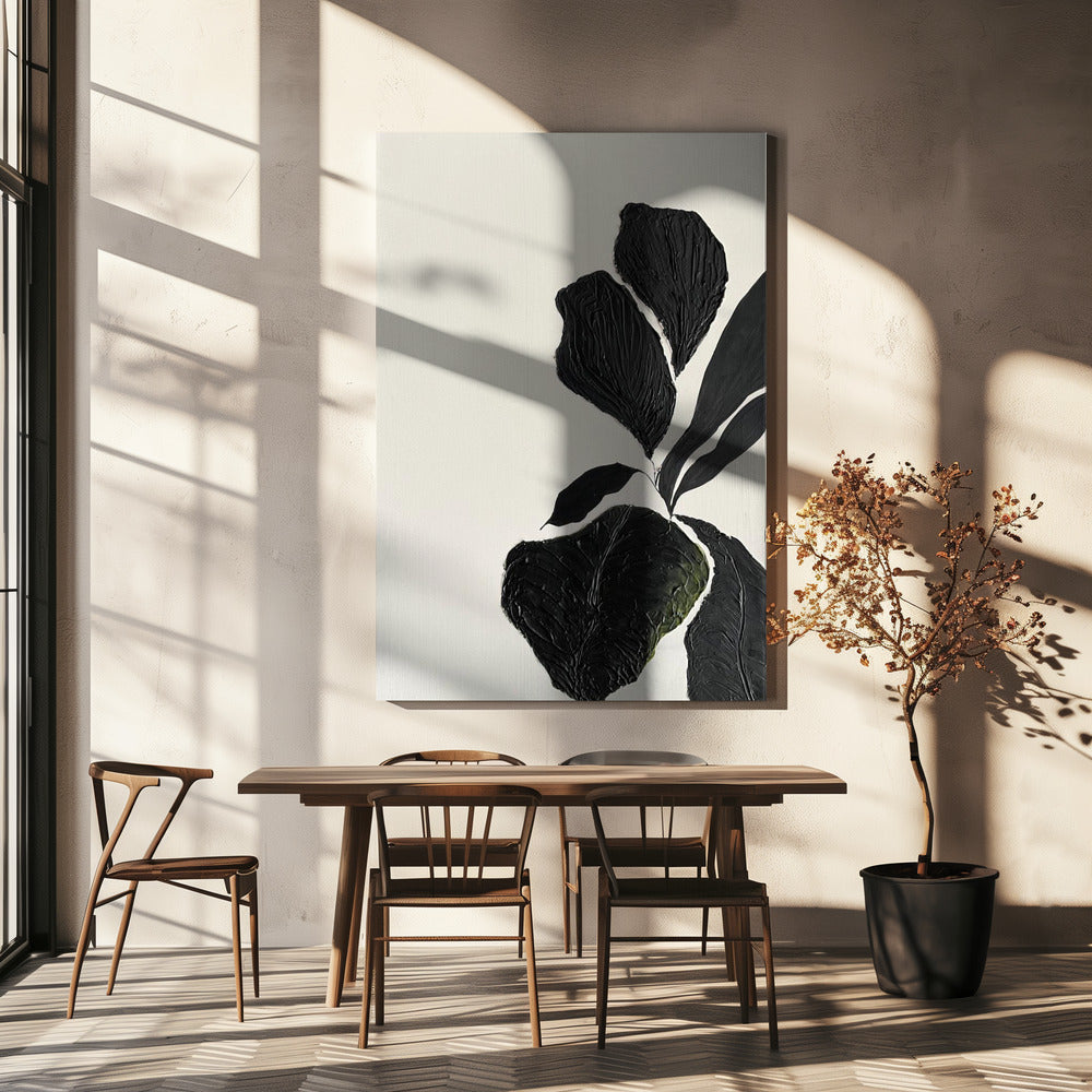 Artwork- Floral Abstract 5-24X36inches-In Black Floating Frame