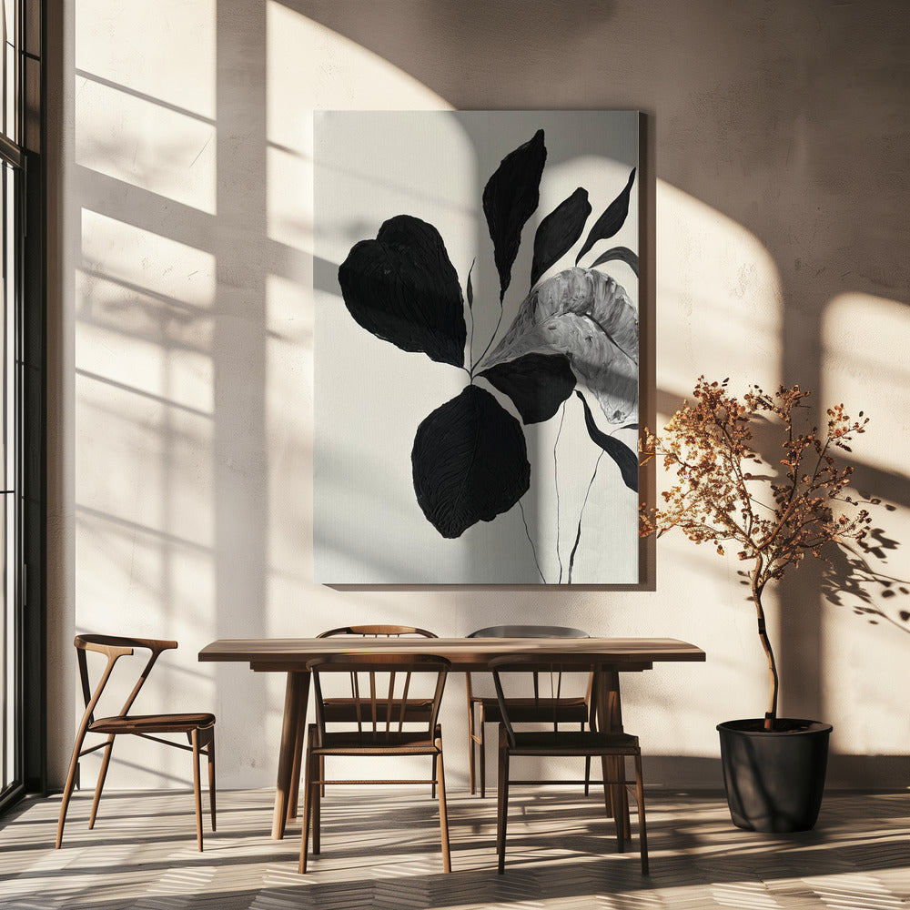 Artwork- Floral Abstract 6-24X36inches-In Black Floating Frame