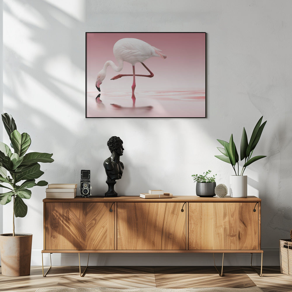 Artwork Flamingo48X36inches- White Frame