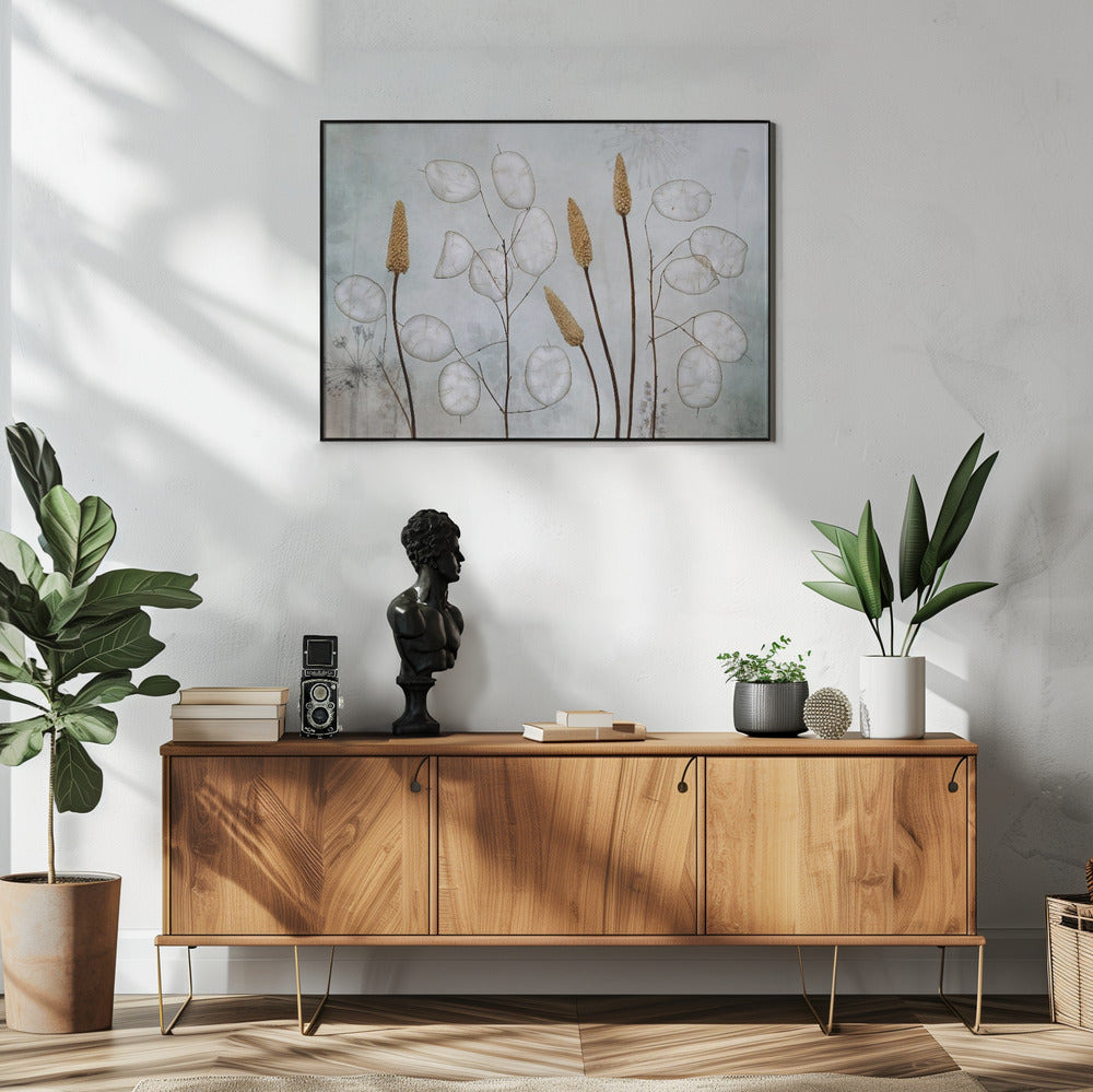 Lunaria Wall Artwork In White Floating Frame