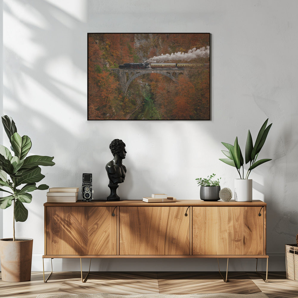 Wall art Museum train-48X36inches-In White Floating Frame