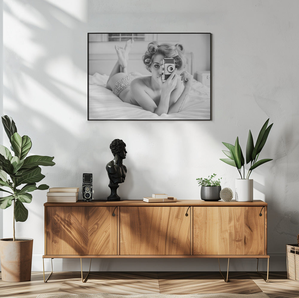 Artwork- A chick, a click, and a curl-48X36inches-Gallery Wrapped (Ready to Hang)