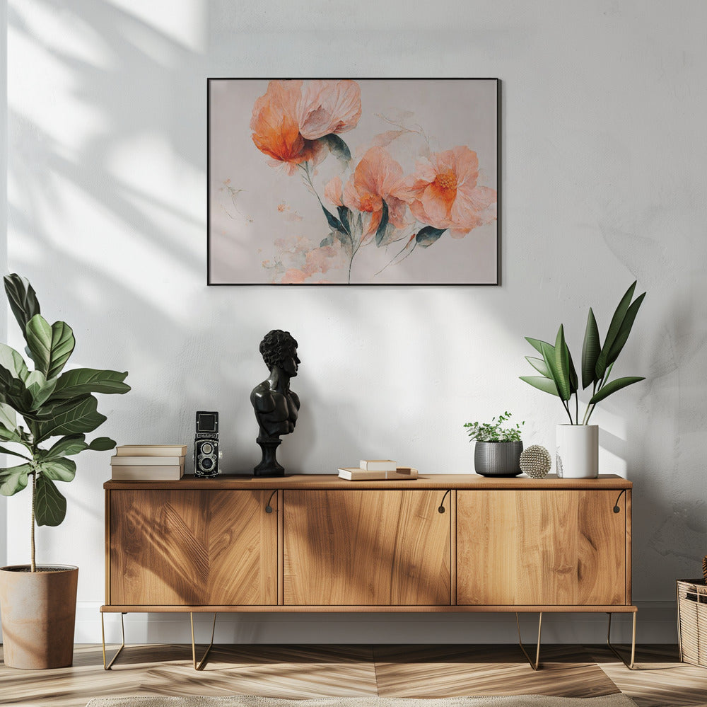 Filigree Coral Flowers Wall Artwork 0