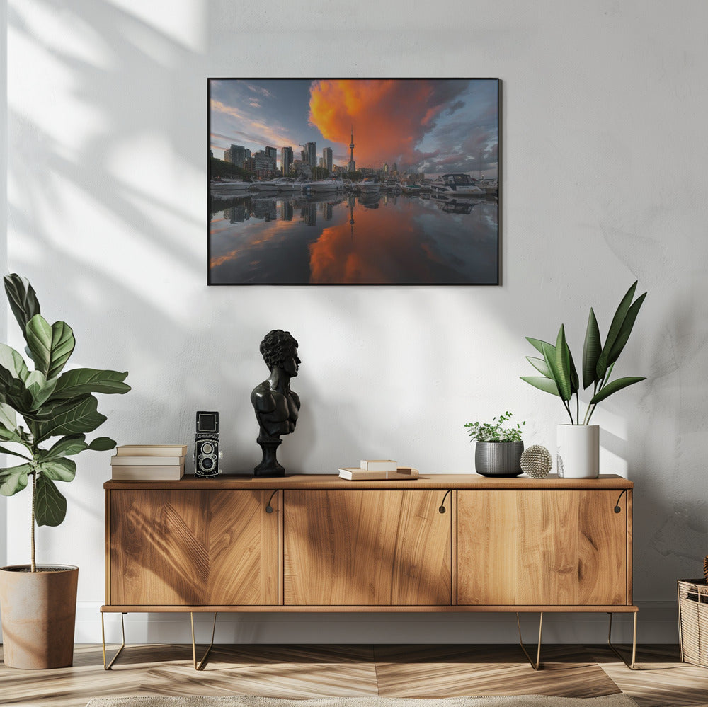 Burn in Toronto-Wall Art In White Floating Frame-48X36inches