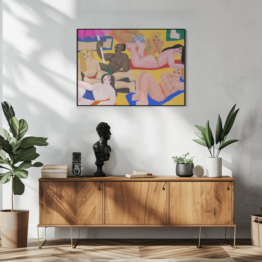 La Plage Wall Artwork In White Floating Frame