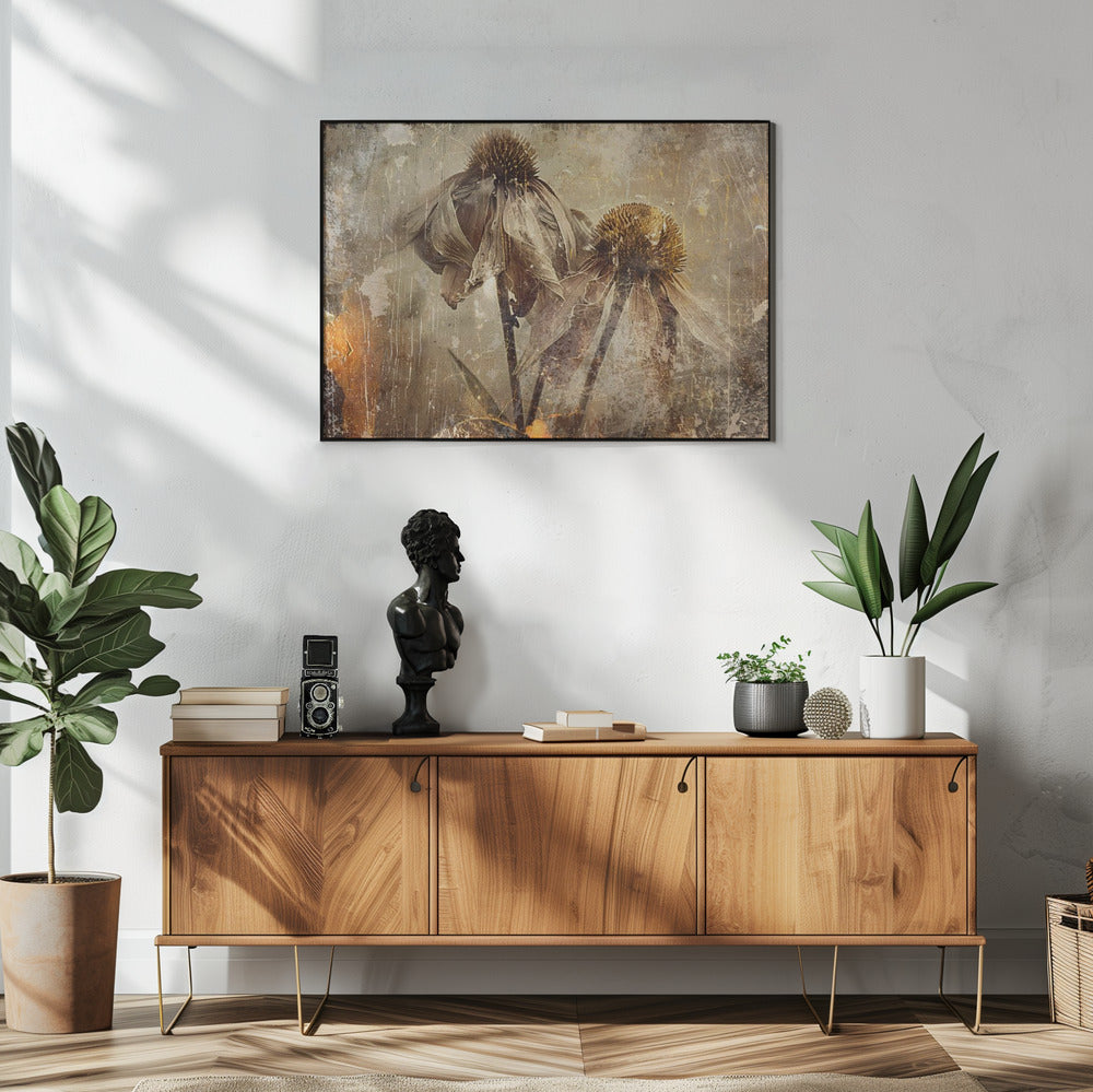 Flower Floral Art Illustration Wallart 082 Wall Artwork In White Floating Frame