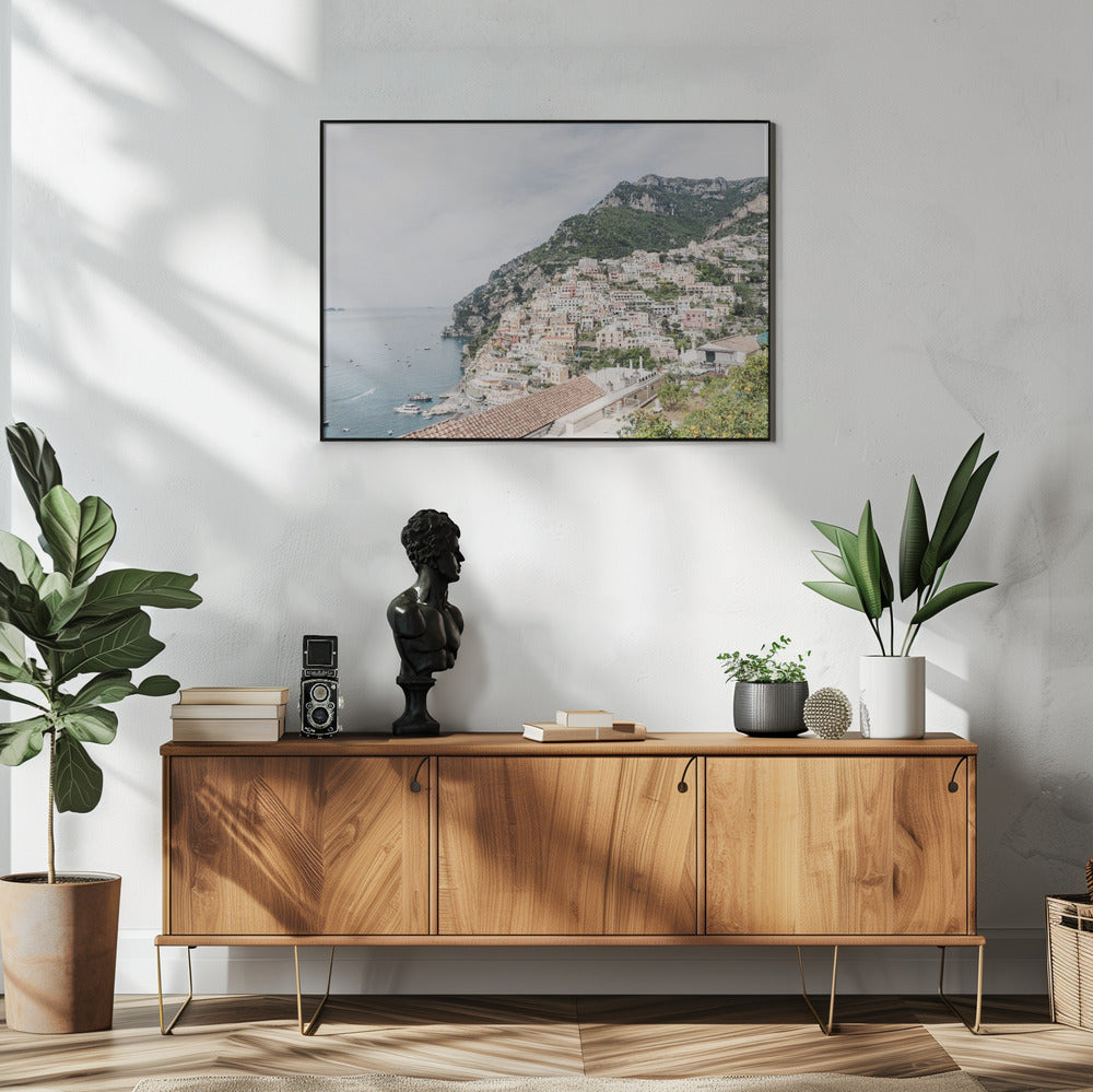 Artwork Positano at the Amalfi Coast48X36inches- White Frame