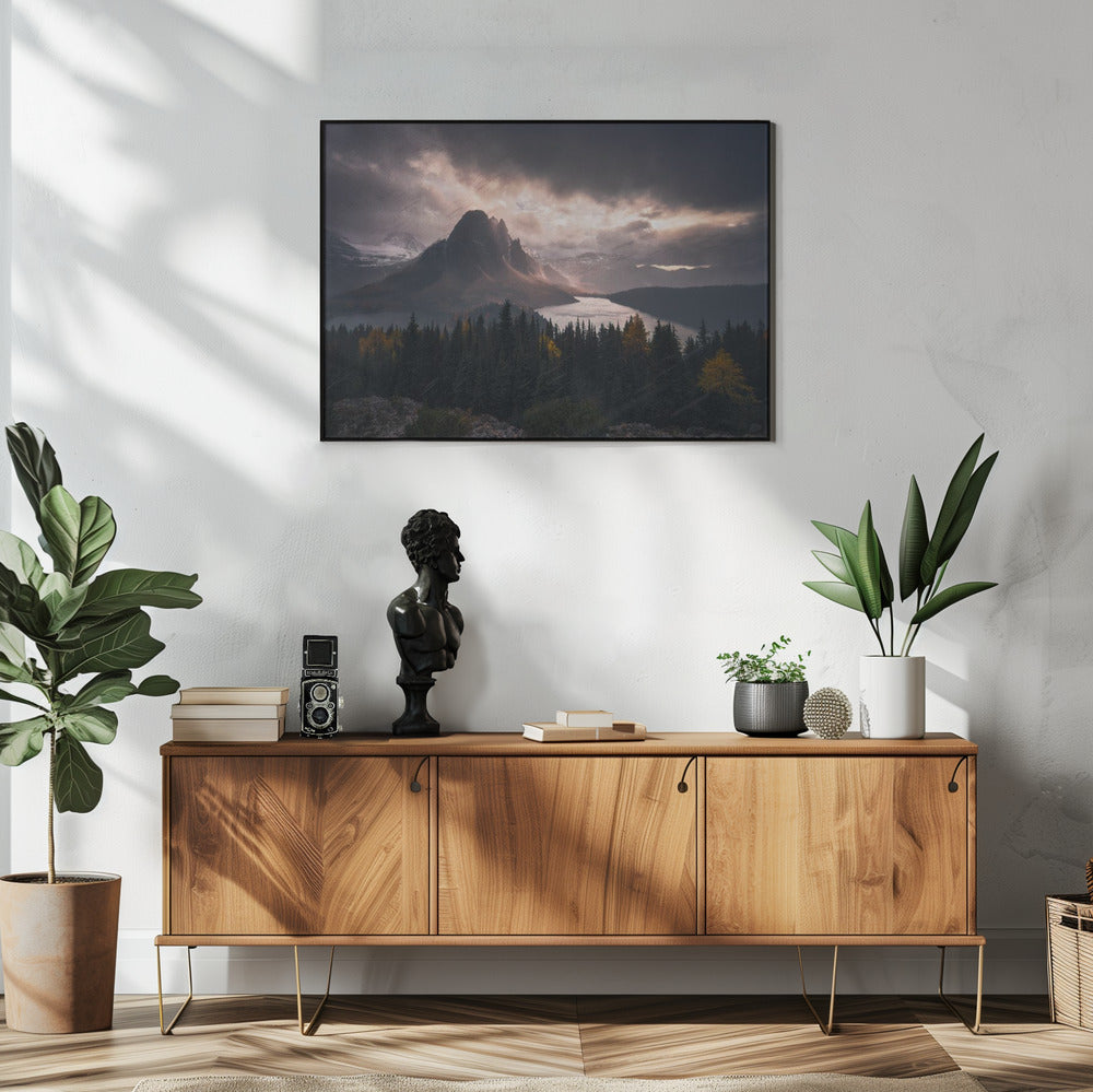 Wall art Assiniboine in Snow-48X36inches-In White Floating Frame