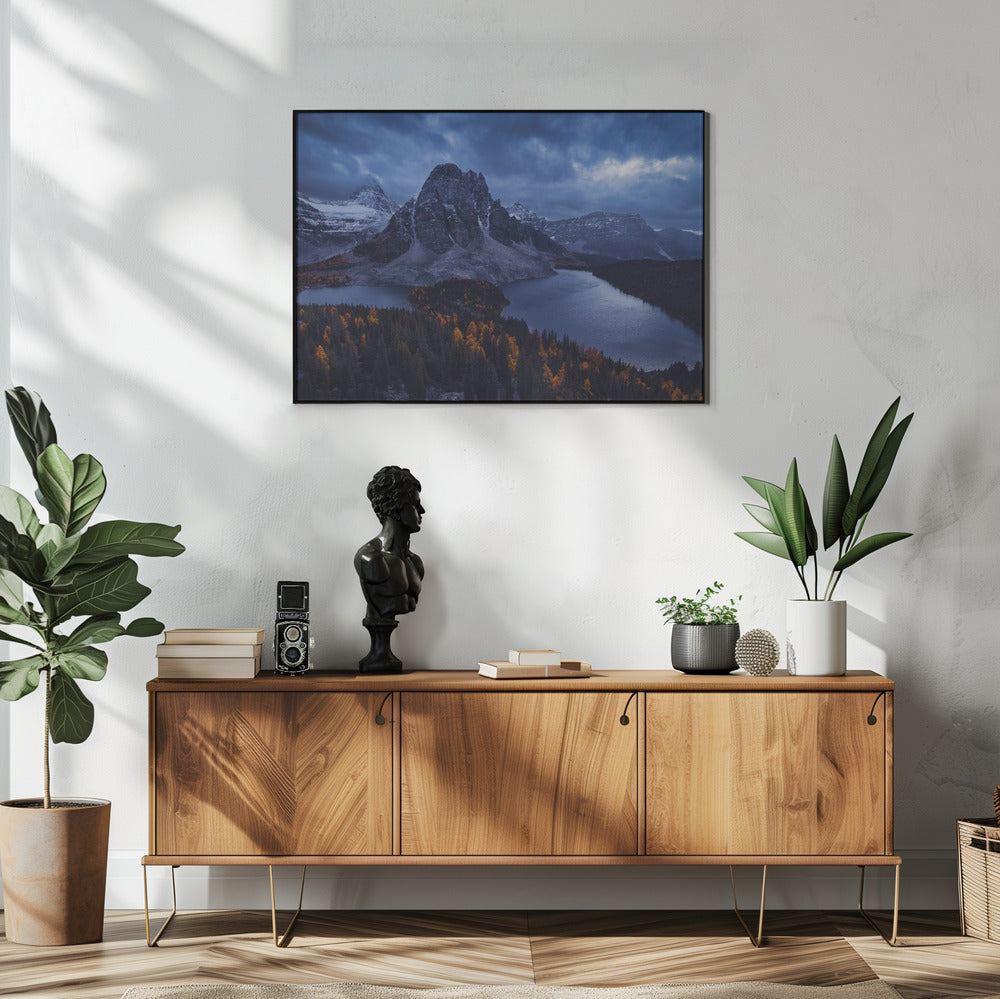 Wall art Mt Assiniboine: Amidst A Snow Storm-48X36inches-In White Floating Frame