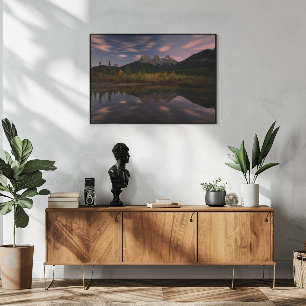 Wall art Three Sisters and A Little Brother-48X36inches-In White Floating Frame