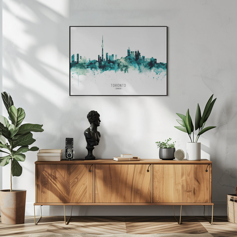 Wall art Toronto Canada Skyline-48X36inches-In White Floating Frame