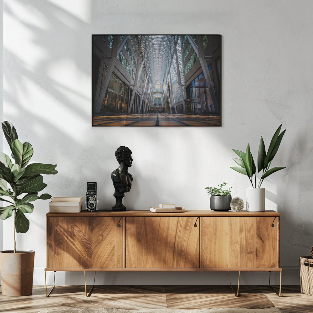 Wall art Brookfield Place, a poetic hymn of light & symmetry-48X36inches-In White Floating Frame