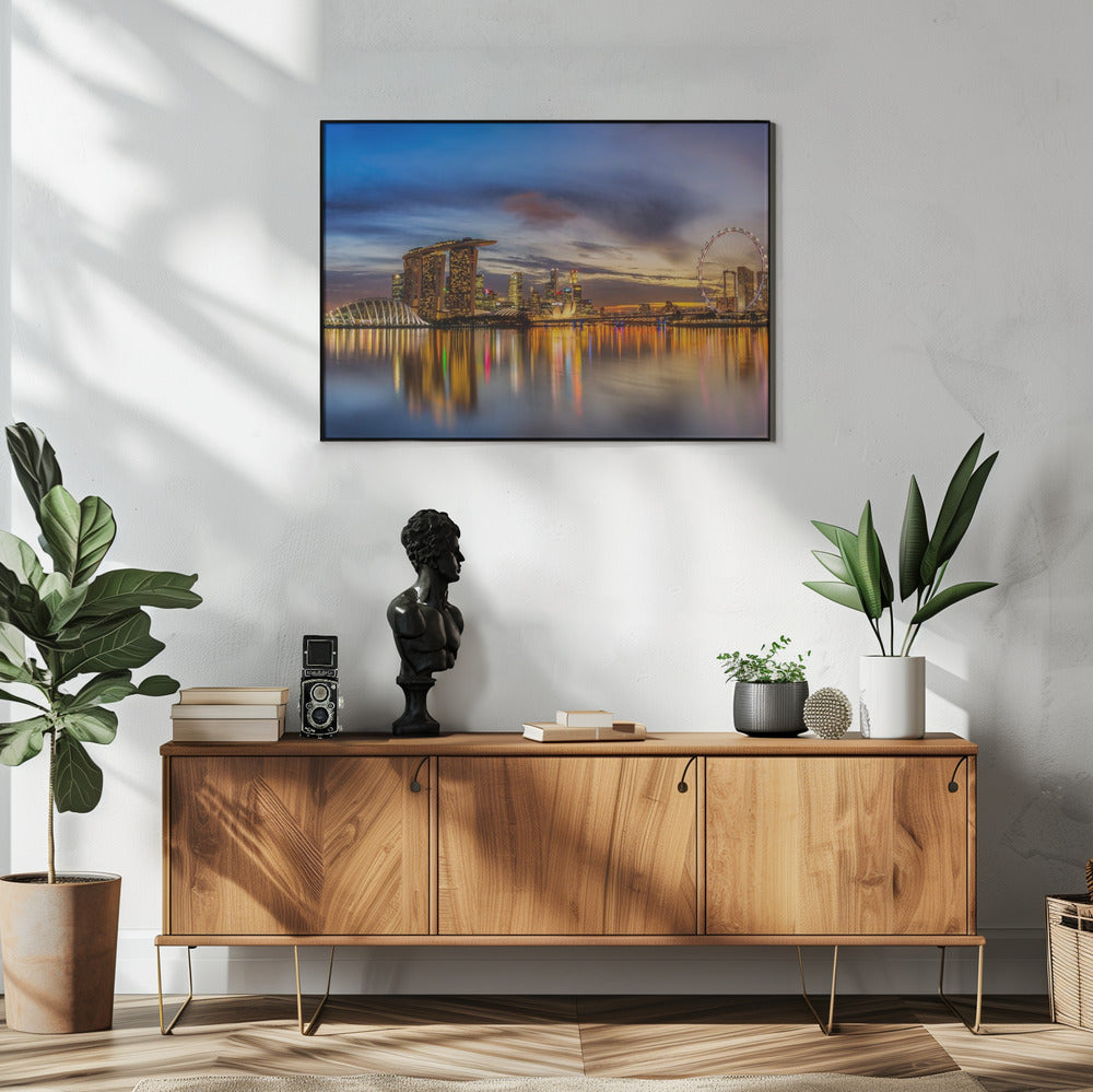 Artwork Sunset by the Bay48X36inches- White Frame