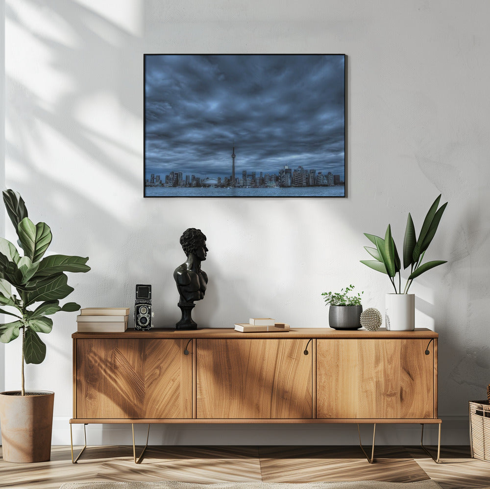 Toronto blue Wall Artwork In White Floating Frame