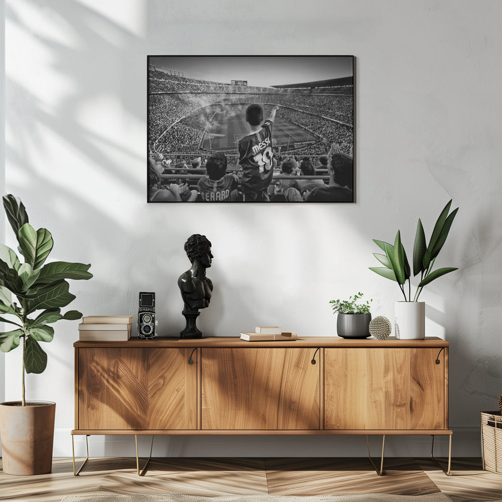 Artwork Cathedral of Football48X36inches- White Frame