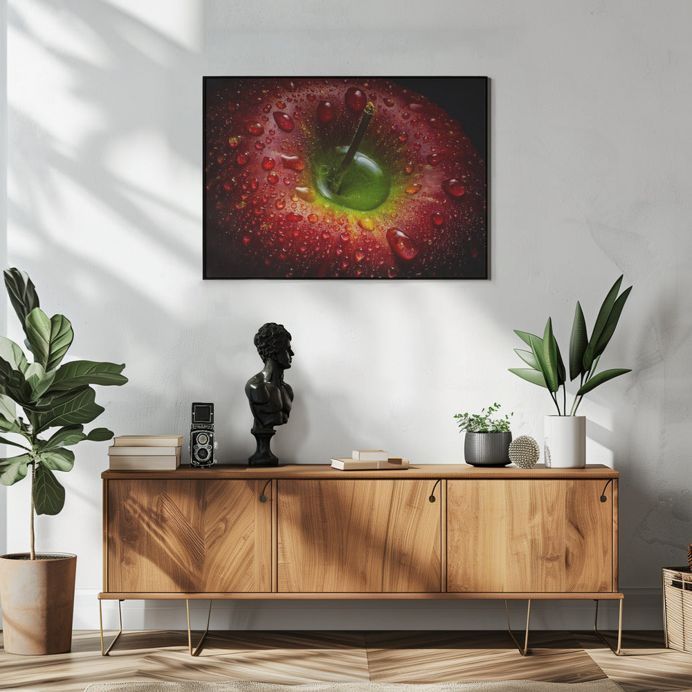 Artwork Red Apple. Food48X36inches- White Frame