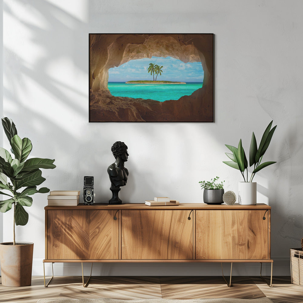 Paradise Wall Artwork In White Floating Frame