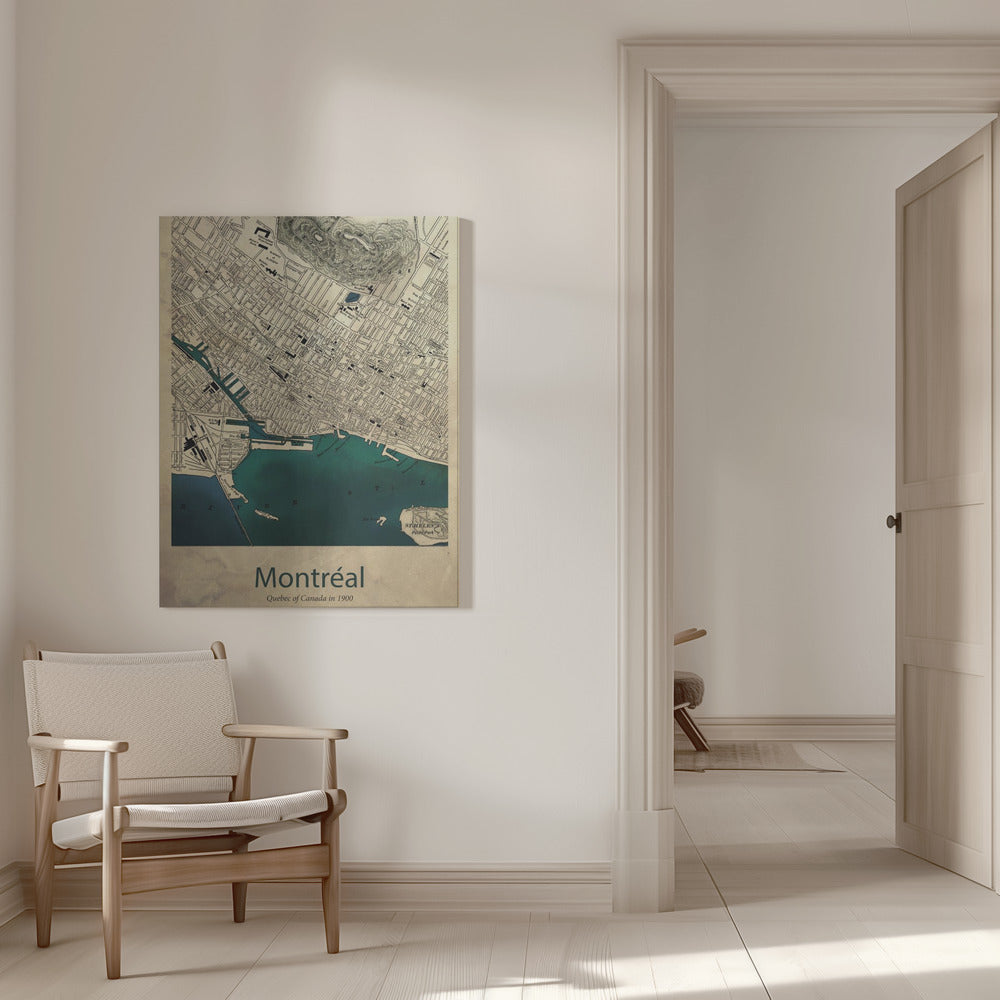 Wall art Montreal map-16X20inches-In White Floating Frame
