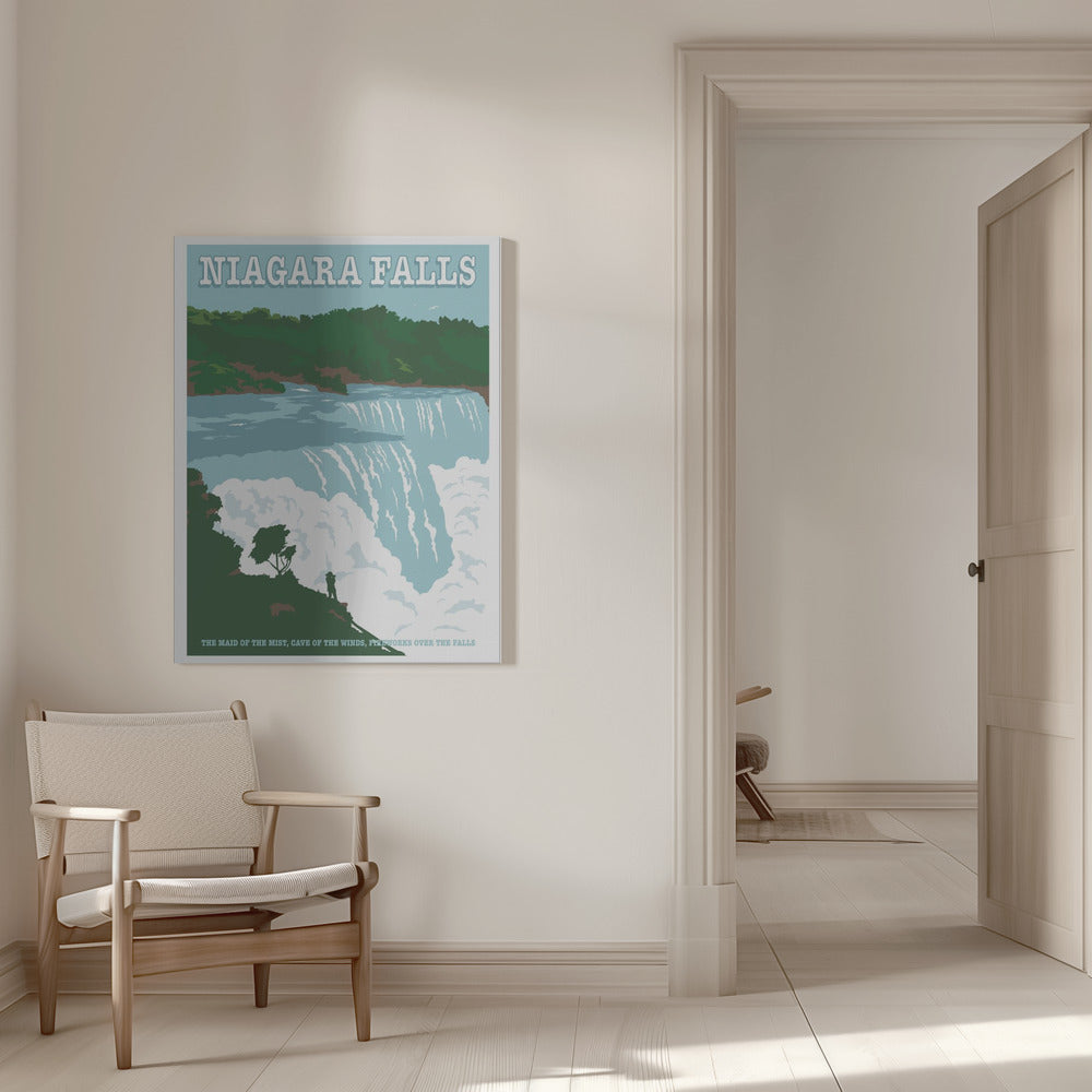 Wall art Niagara FallsTravel Print-16X20inches-In White Floating Frame