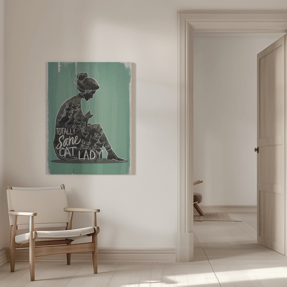 canvas prints Totally Sane Cat Lady16X20inches- White Frame