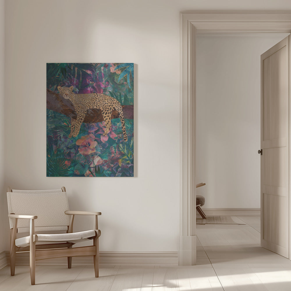 Artwork Leopard Jungle2 0916X20inches- White Frame