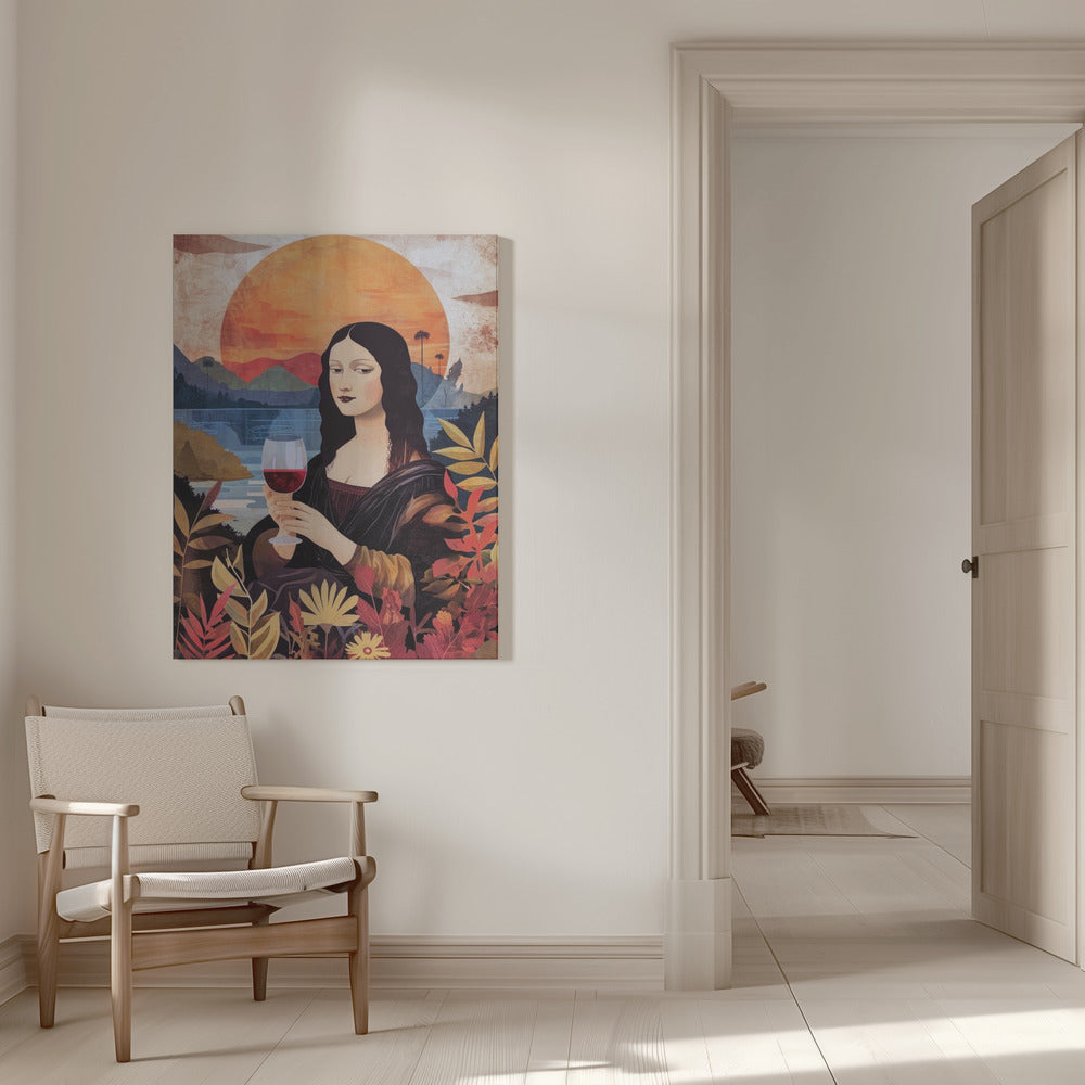 canvas prints Mona Lisa Chill Out  Watercolor Digital Painting16X20inches- White Frame