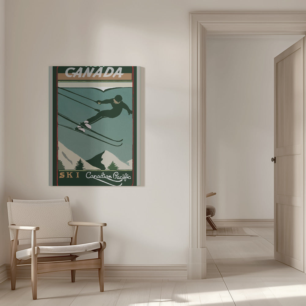 Wall art Winter Tourism: Vintage Ski Canada Poster-16X20inches-In White Floating Frame