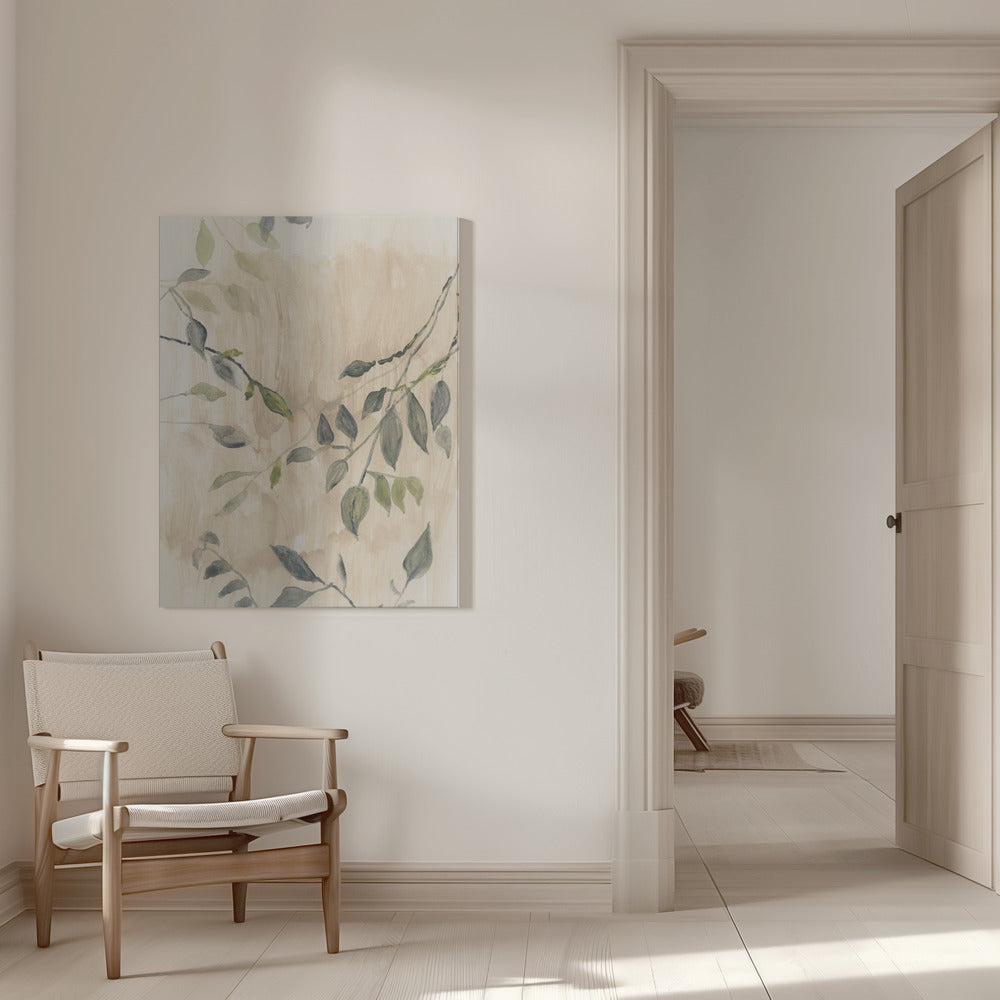 Artwork- Colour Washed Leaves No9-36X48inches-In White Floating Frame