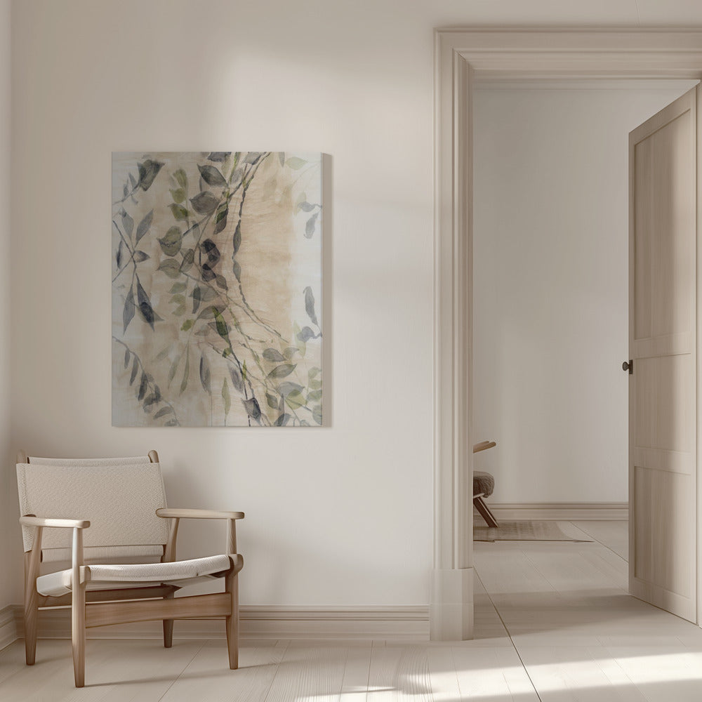 Artwork- Colour Washed Leaves No11-36X48inches-In White Floating Frame